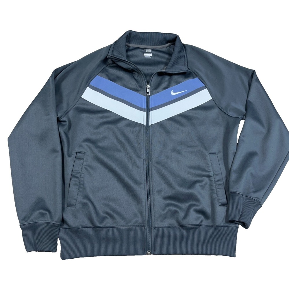 Nike Track Suit Jacket Men Large Gray Full Zip Performance Warm Up VTG Y2K Adult